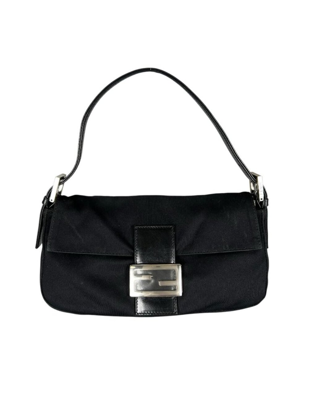 Fendi Mamma Baguette Handbag Jersey Black